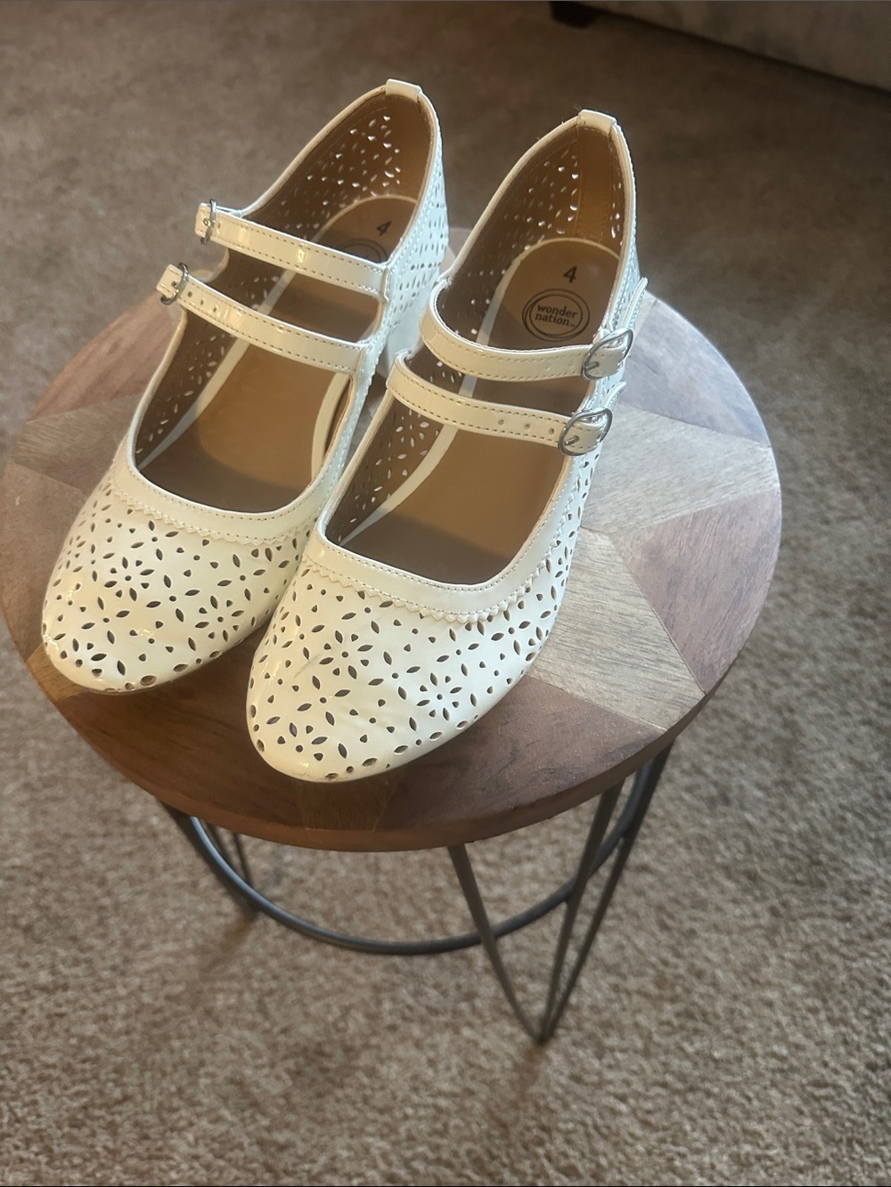 wonder nation White Double-Strap Perforated Mary Jane Flats